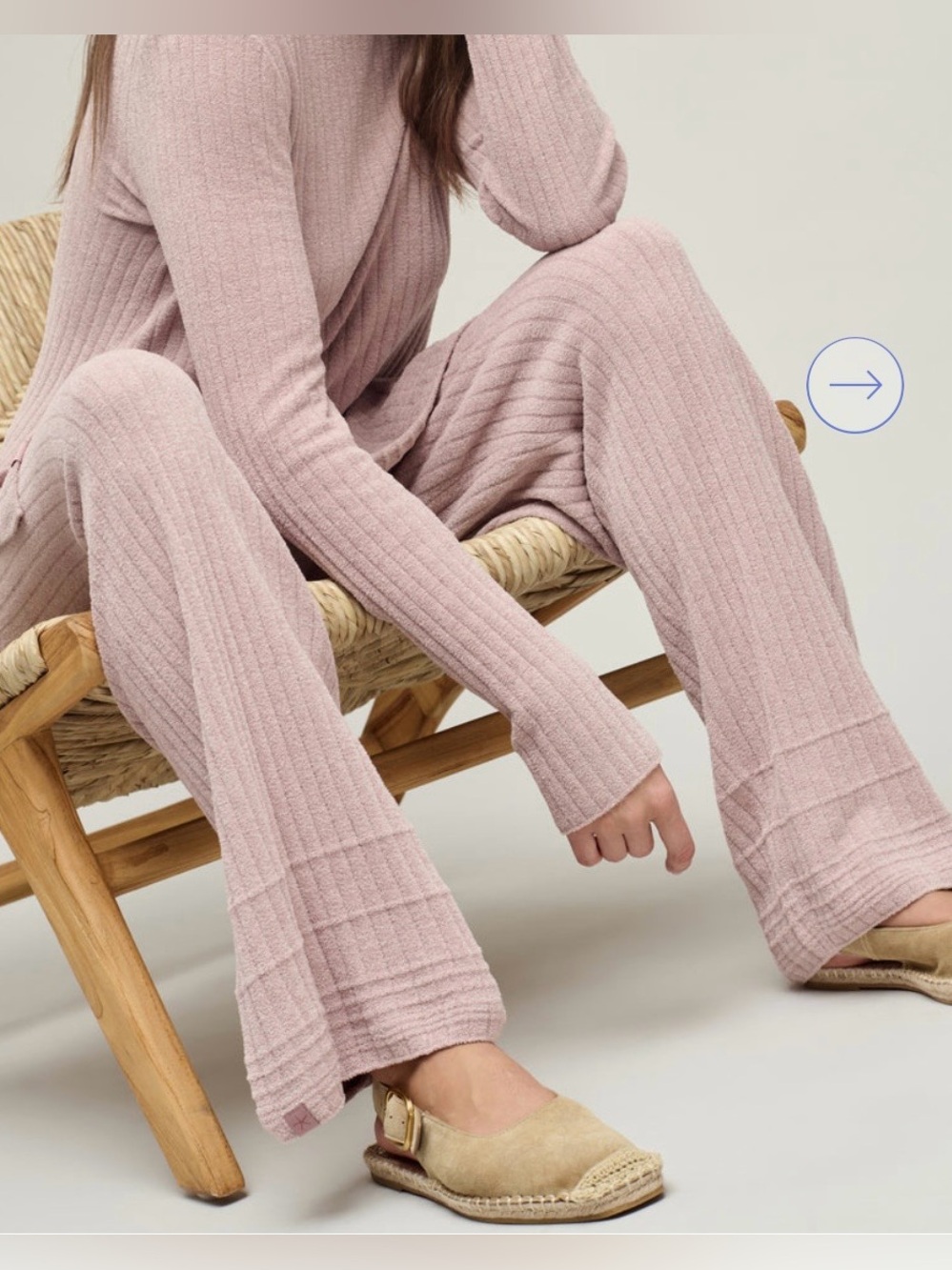 Barefoot Dreams Textured Hem Rib Pants Teaberry Cozy Chic Ultra Lite - Picture 2 of 13